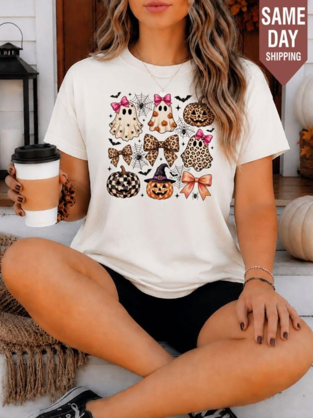 Leopard Ghost Halloween Shirt, Coquette Bow Ghost Pumpkin Tee